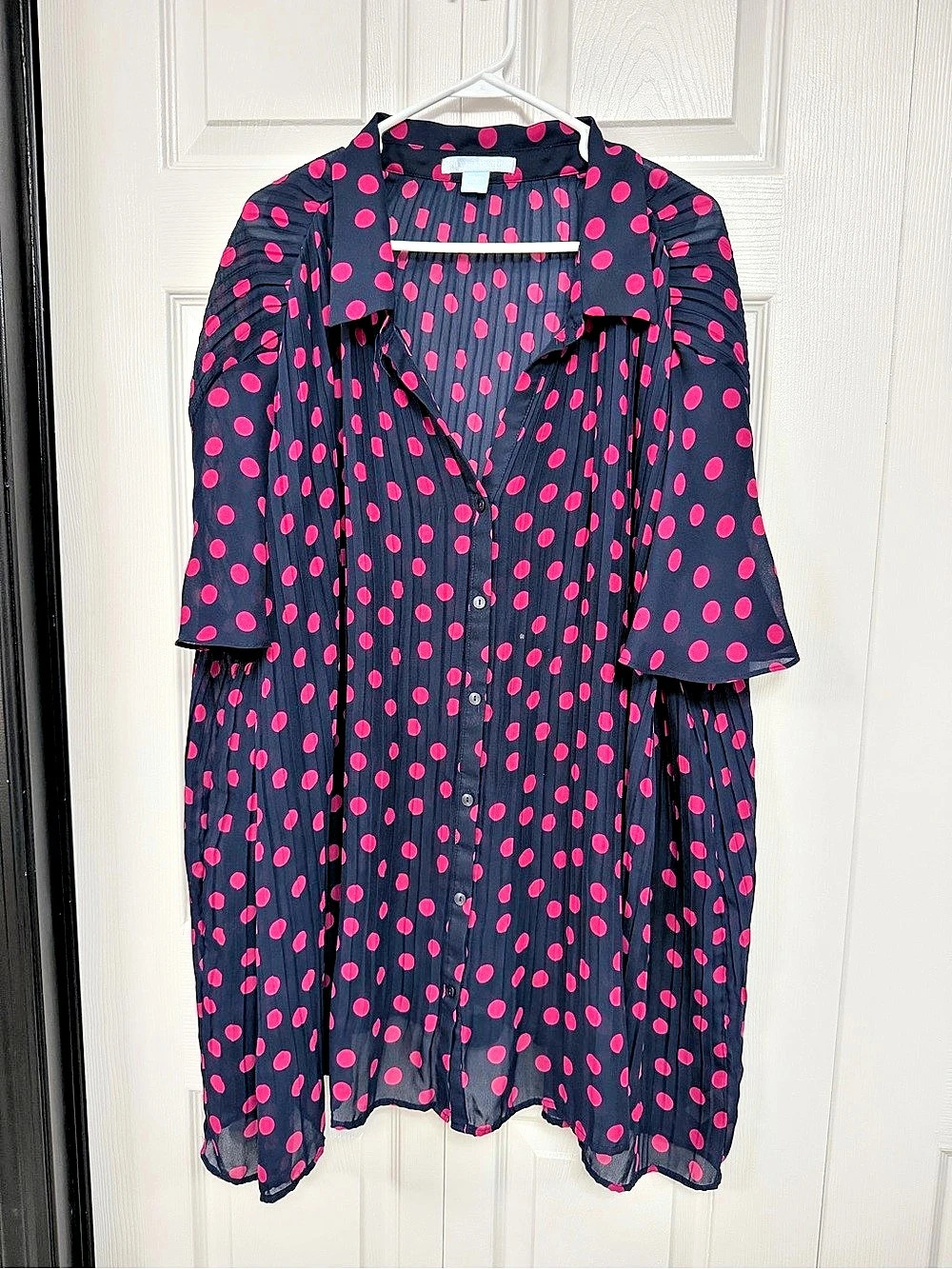 ONLY NECESSITIES Polka Dot Blouse in Blue & Pink